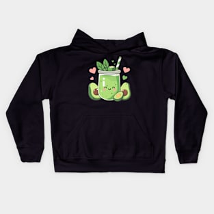 Kawaii Avocado Smoothie Drink with Avocado and Hearts | Kawaii Food Art Kids Hoodie